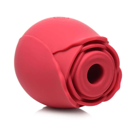 Bloomgasm The Rose Lovers Gift Box Red - close-up of the elegant sucking rose clit stimulator in vibrant red.