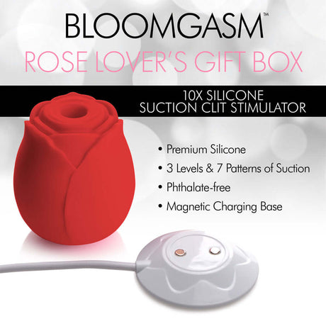 Bloomgasm The Rose Lovers Gift Box Red with suction clit stimulator and premium silicone features.