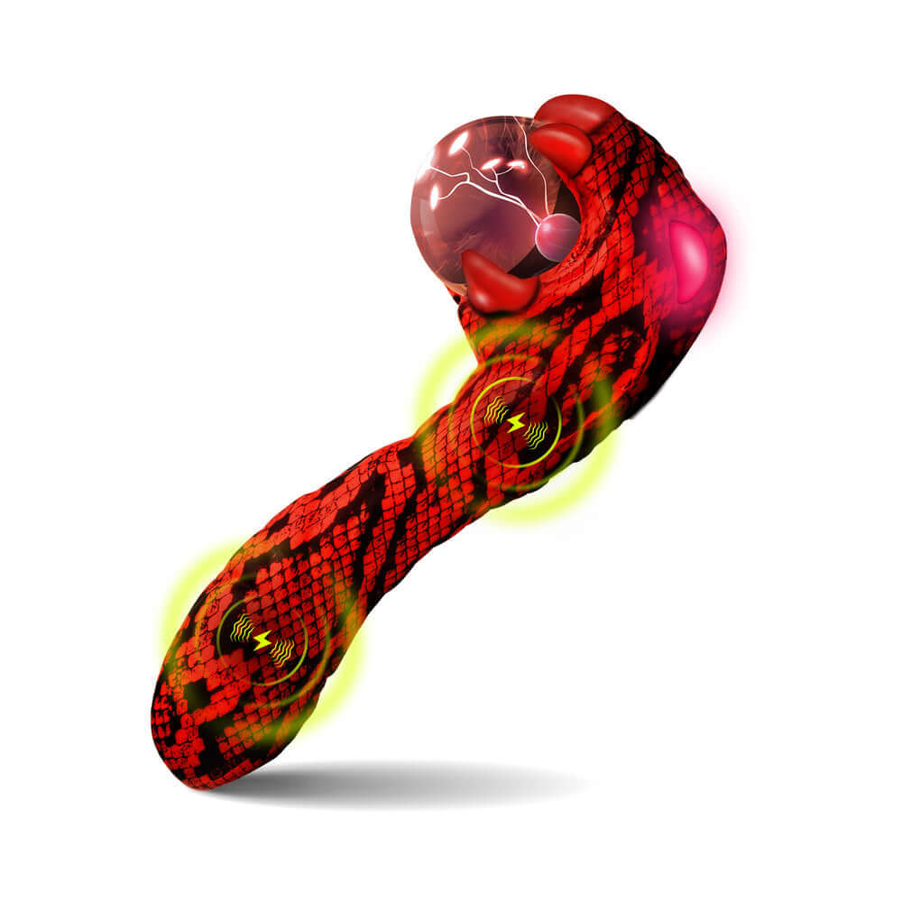 Creature Cocks Cobra Scepter Plasma Vibrator with cobra-like scales and electric accents.