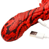 Creature Cocks Cobra Scepter Plasma Vibrator in dark red with USB charging cable.