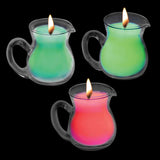 Master Series UV Blacklight Reactive Drip Candle 3-Piece Set with glowing red, green, and yellow candles.