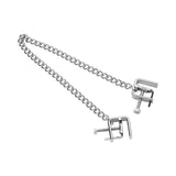Master Series Pressure Vice Metal Nipple Clamps designed for BDSM sessions with adjustable screws for customizable pressure.