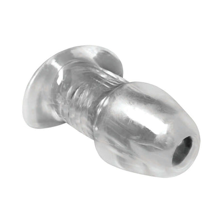 Master Series Dicked Clear Hollow Anal Plug Large - transparent and hollow design for versatile pleasure.