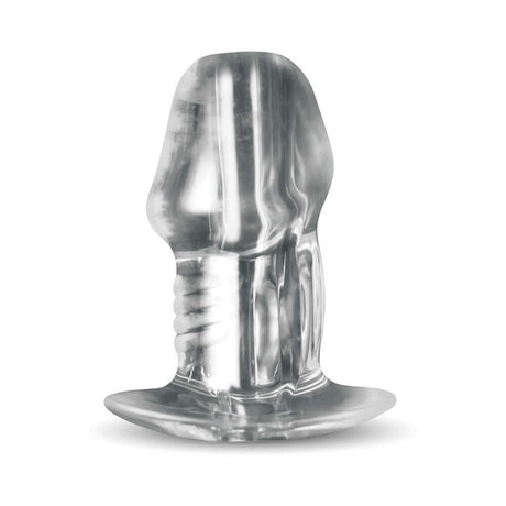Master Series Dicked Clear Hollow Anal Plug Medium with transparent design for thrilling exploration.