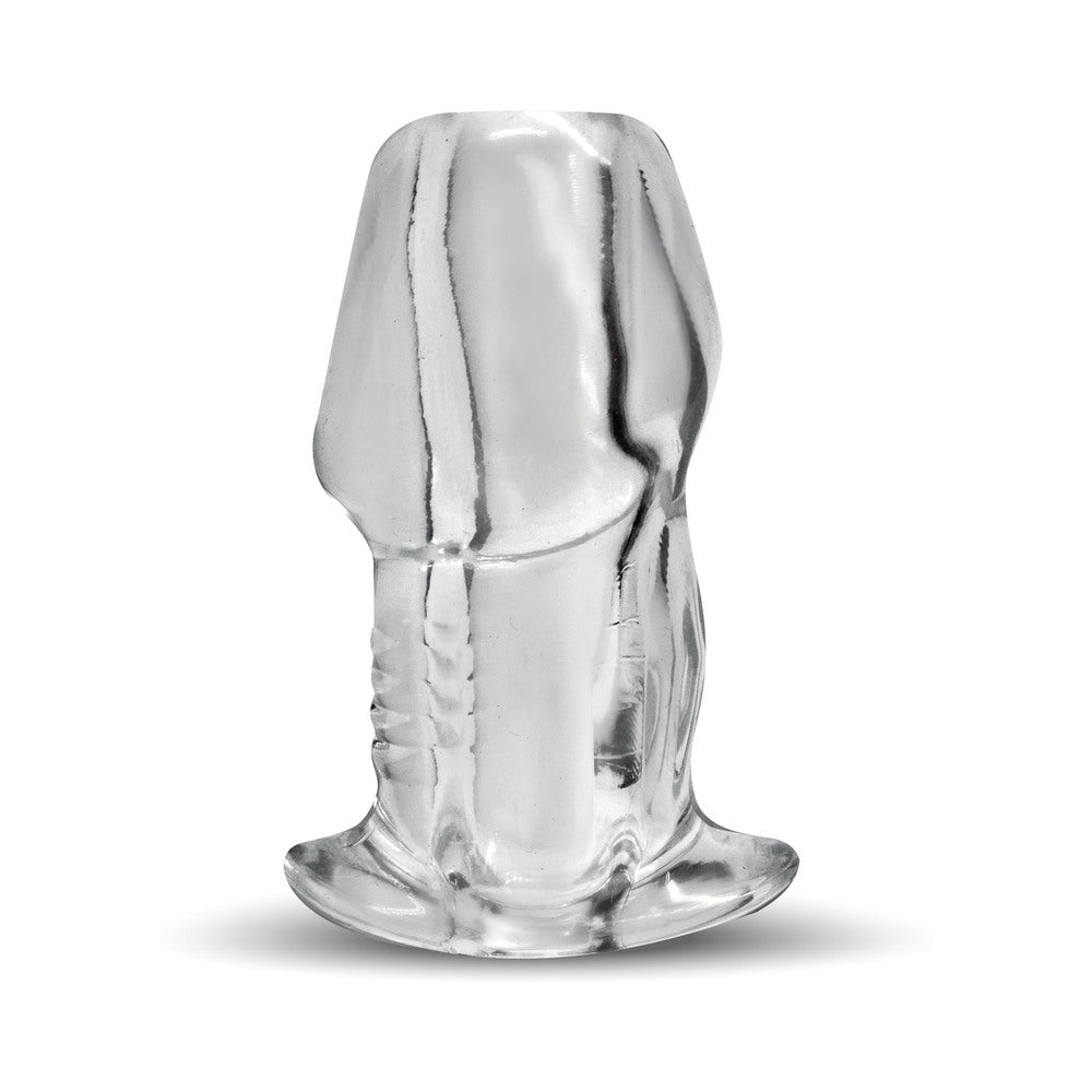 Master Series Dicked Clear Hollow Anal Plug Small in a transparent design for intimate exploration.