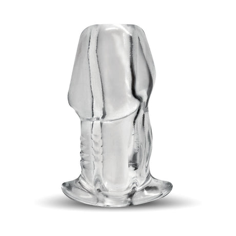 Master Series Dicked Clear Hollow Anal Plug Small in a transparent design for intimate exploration.