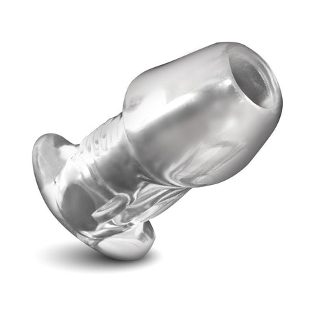 Master Series Dicked Clear Hollow Anal Plug Small, transparent anal plug showcasing hollow interior for exploration.