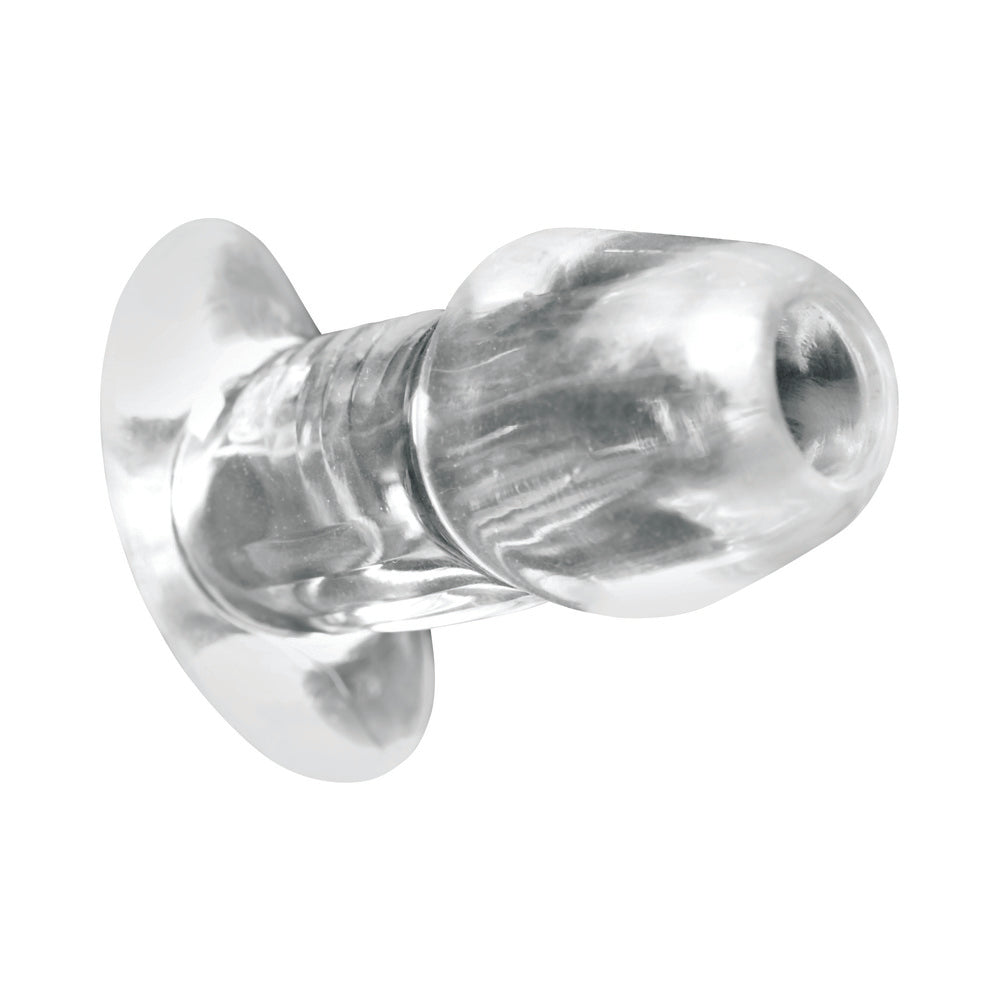 Master Series Dicked Clear Hollow Anal Plug Small with transparent design for exploration and pleasure.