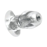 Master Series Dicked Clear Hollow Anal Plug Small with transparent design for exploration and pleasure.