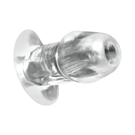 Master Series Dicked Clear Hollow Anal Plug Small with transparent design for exploration and pleasure.