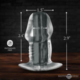 Master Series Dicked Clear Hollow Anal Plug Small dimensions display, featuring a transparent design and careful measurements.