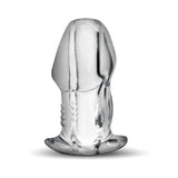 Master Series Dicked Clear Hollow Anal Plug XLarge showcasing its transparent and hollow design for thrilling experiences.