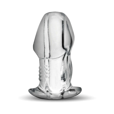 Master Series Dicked Clear Hollow Anal Plug XLarge showcasing its transparent and hollow design for thrilling experiences.