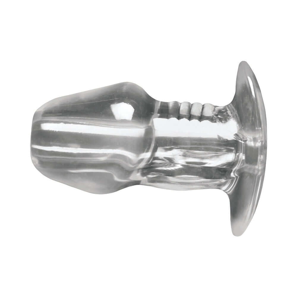 Master Series Dicked Clear Hollow Anal Plug XLarge, transparent hollow anal plug for adventurous pleasure.