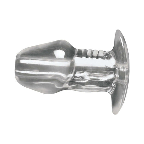 Master Series Dicked Clear Hollow Anal Plug XLarge, transparent hollow anal plug for adventurous pleasure.