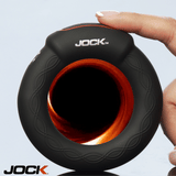 JOCK Rumbler 2 inch Vibrating & Warming C-Ring close-up with warming feature and sleek design.