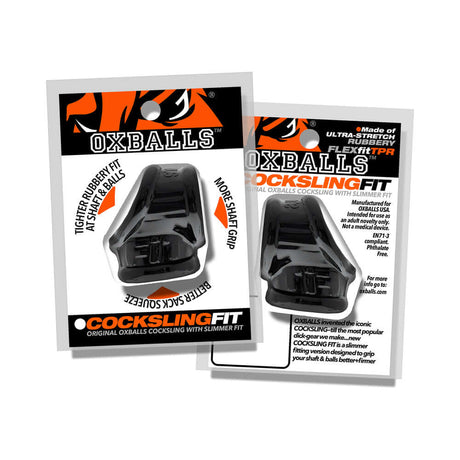 Oxballs Cocksling Fit Sling Black packaging for slimmer fit and better support in a stylish design.