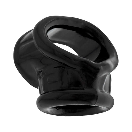 Oxballs Cocksling Fit Sling Black showcasing its ergonomic design for a snug, supportive fit.