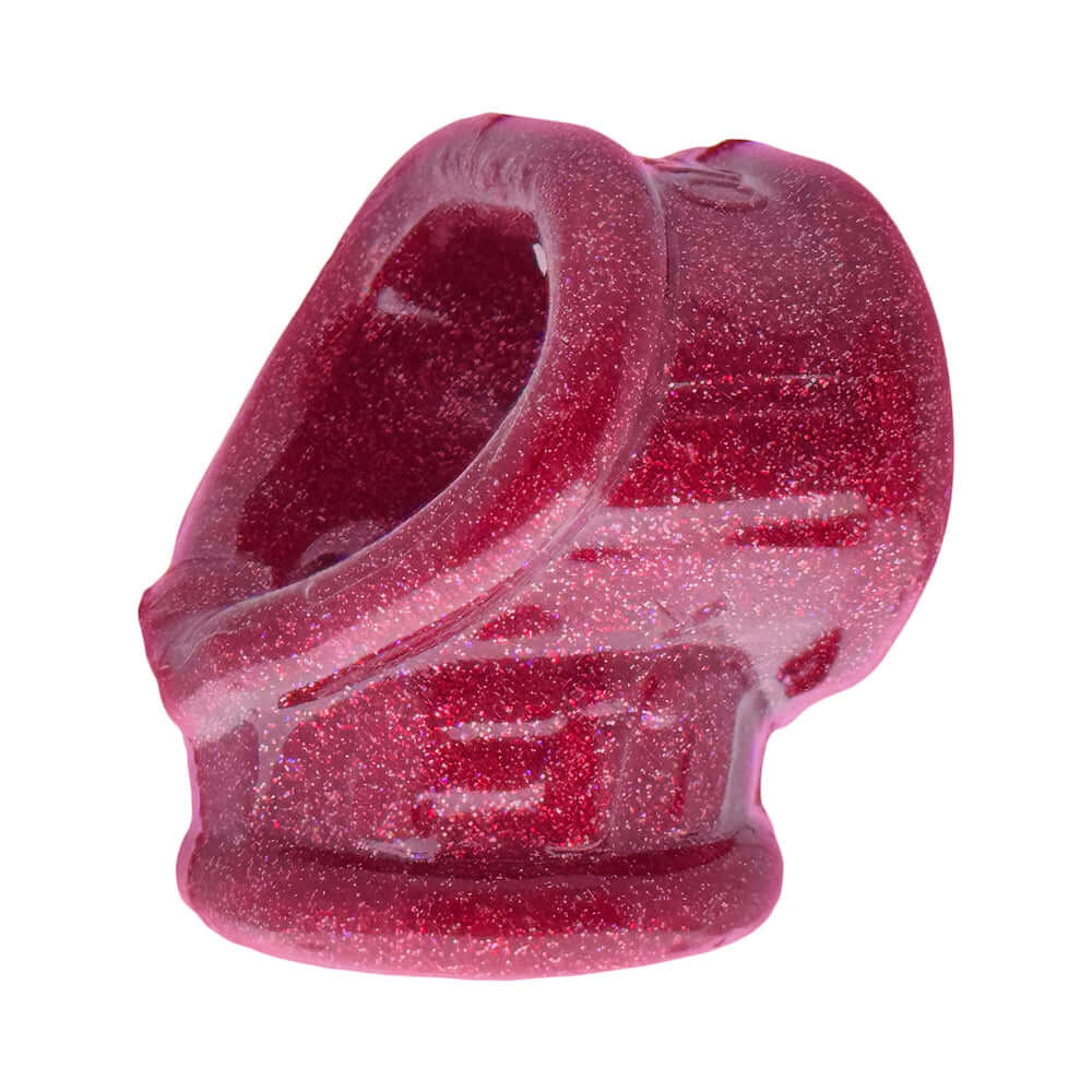 Oxballs Cocksling Fit Sling Cherry Lips design showcasing a shiny, red, glittery material with a secure fit.