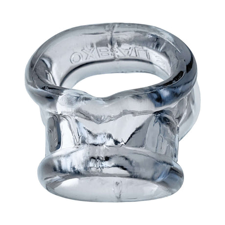 Oxballs Cocksling Fit Sling Clear, a transparent ergonomic ring designed for a slim and secure fit.