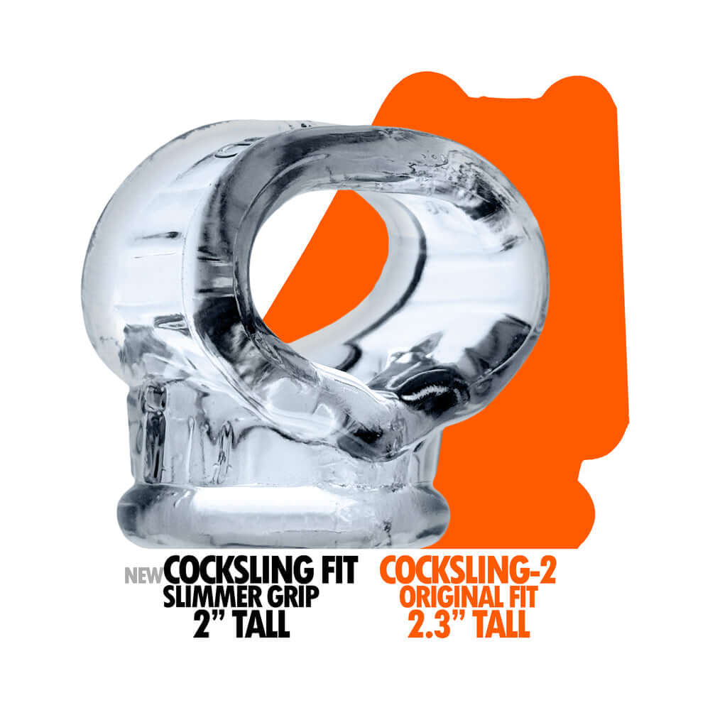 Oxballs Cocksling Fit Sling Clear product image showing a clear silicone cocksling with a slimmer grip design.