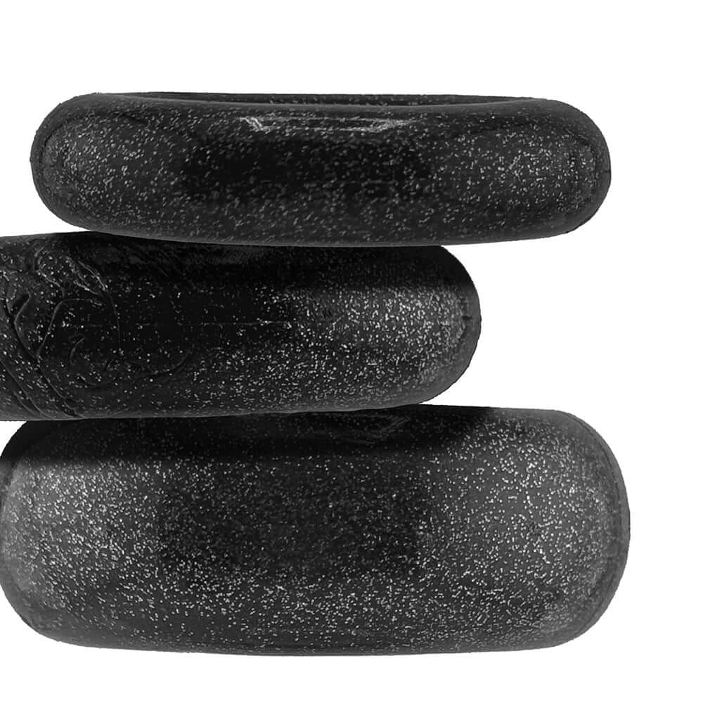 Oxballs Cockpack Multi Design 3-Pack Black Mica featuring three unique cock rings in black mica style.