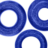 Oxballs Cockpack Multi Design 3-Pack Blue Fire featuring three blue cock rings in different designs.