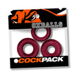 Oxballs Cockpack Multi Design 3-Pack Cherry Lips featuring three unique cock rings in packaging.