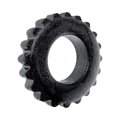 Oxballs Plushy Single Ring Black Mica, ultra-soft comfort cock ring made from FLEX-TPR material.