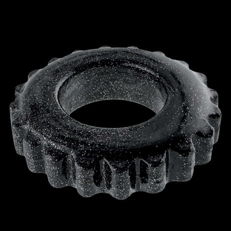 Oxballs Plushy Single Ring Black Mica, ultra-soft comfort cock ring designed for flexible support and extended wear.