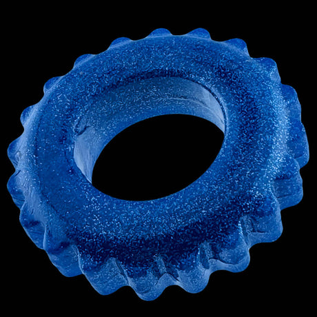 Oxballs Plushy Single Ring Blue Fire – a comfortable, stretchy blue cock ring made from FLEX-TPR material.