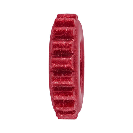 Oxballs Plushy Single Ring Cherry Lips in vibrant red, ultra-soft cock ring designed for comfort and extended wear.