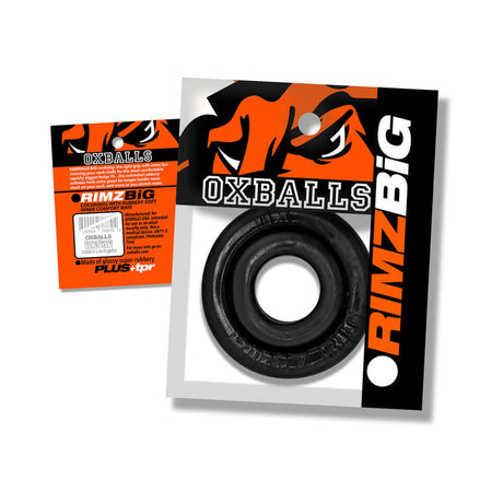 Oxballs Rimz Big Single Ring Black package and product showing the larger comfort-fit design.