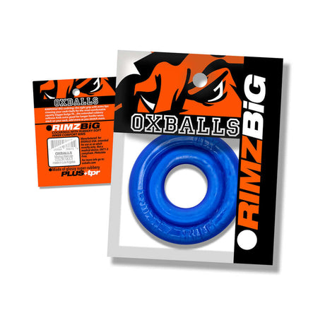 Oxballs Rimz Big Single Ring Pool packaging with a blue ring visible and an informational card.