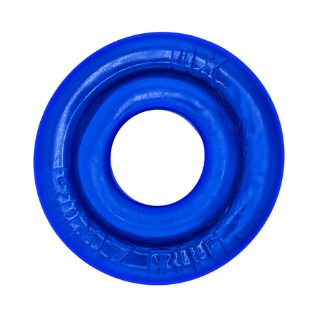 Oxballs Rimz Big Single Ring Pool in a vibrant blue color, showcasing its cushioned, comfort-fit design.