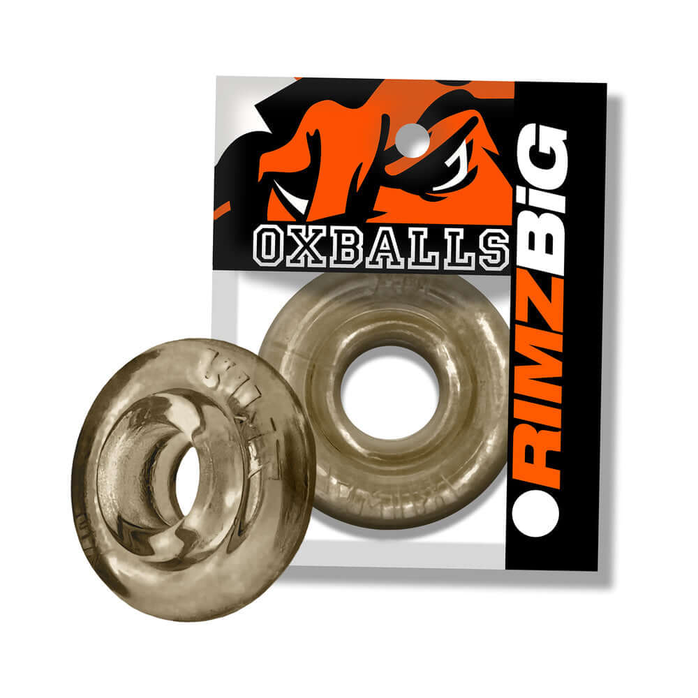 Oxballs Rimz Big Single Ring Storm displayed on packaging with clear and comfortable ring for superior grip.