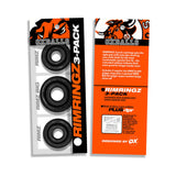 Oxballs Rimringz Multi Size 3-Pack Black featuring three cock rings with comfort fit design.