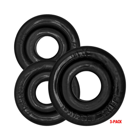 Oxballs Rimringz Multi Size 3-Pack Black - set of three cock rings in black for comfort and versatility.