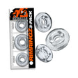 Oxballs Rimringz Multi Size 3-Pack Clear featuring versatile cock rings for comfort and secure fit options.