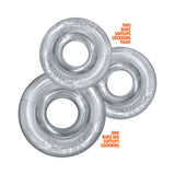 Oxballs Rimringz Multi Size 3-Pack Clear featuring two regular-size and one larger cock ring.