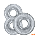 Oxballs Rimringz Multi Size 3-Pack Clear, featuring three transparent cock rings for versatile fit options.