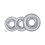 Oxballs Rimringz Multi Size 3-Pack Clear, featuring three clear cock rings for enhanced comfort and versatile fit options.