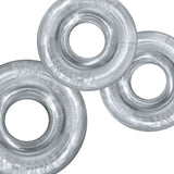 Oxballs Rimringz Multi Size 3-Pack Clear featuring three transparent cock rings for enhanced comfort and fit options.