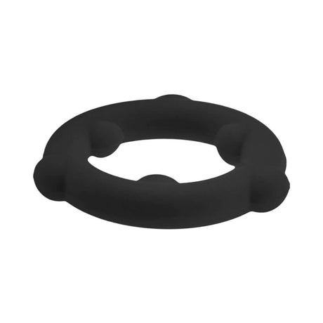 Oxballs Spinner Single Silicone Ring Black displayed on a white background, highlighting its flexible design and textured grip.