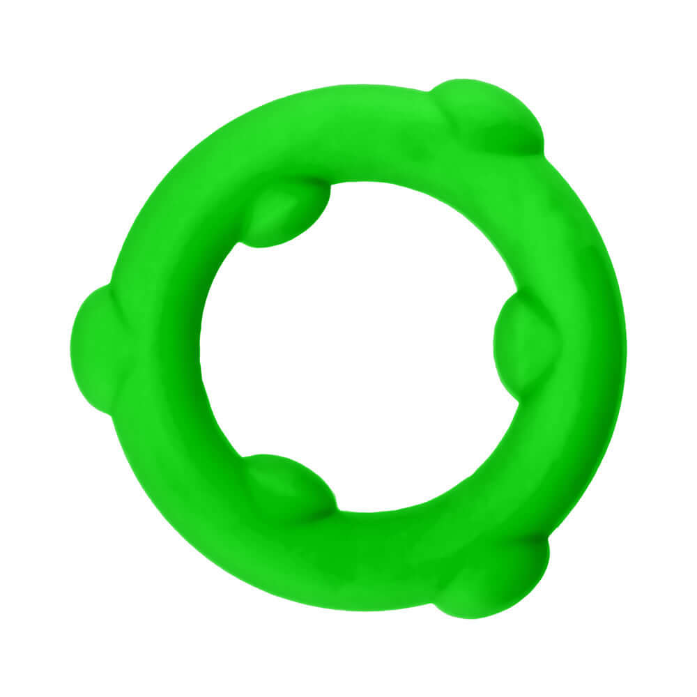 Oxballs Spinner Single Silicone Ring Frog in bright green, featuring texture for secure positioning and comfort.