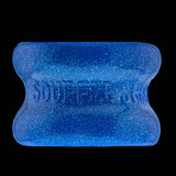 Oxballs Squeeze Short Ballstretcher Blue Fire showcasing its hourglass shape and shiny blue finish.