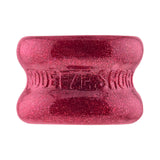 Oxballs Squeeze Short Ballstretcher Cherry Lips in shimmering red, designed for secure stretching and comfort.
