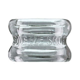 Oxballs Squeeze Short Ballstretcher Clear showing a transparent, hourglass-shaped design for comfort.