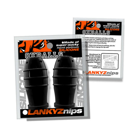 Oxballs Lankyz Silicone Nipsuckers Black packaging featuring super-sucky silicone design for deep suction.
