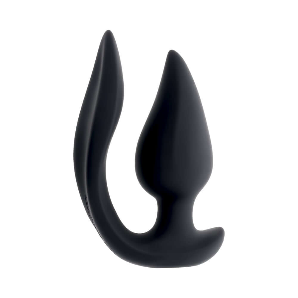 Evolved The Genie Anal Plug Black showcasing its sleek, tapered design and flexible stimulator for ultimate pleasure.